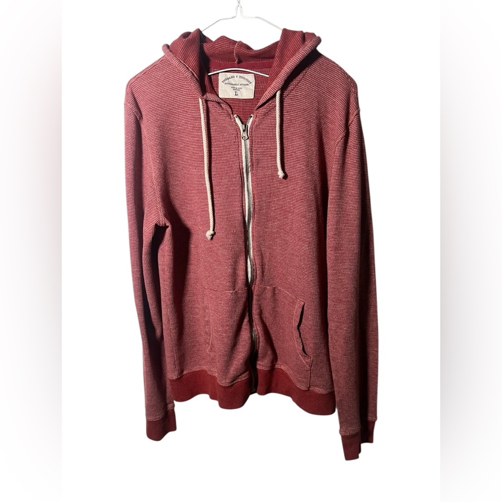 Teen Boys Comfort Blend Zip Hoodie - Red Heather - Waffle Knit